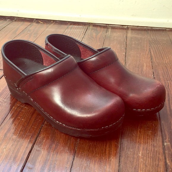 sanita red clogs